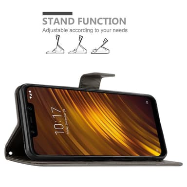 Xiaomi Pocophone F1 lommebokdeksel Blomster (grå)