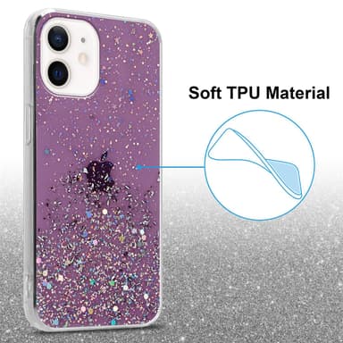 iPhone 12 MINI Silikondeksel Glitter (lilla)