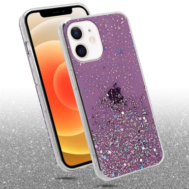 iPhone 12 MINI Silikondeksel Glitter (lilla)