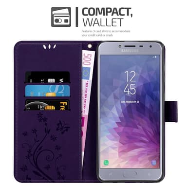 Samsung Galaxy J4 2018 lommebokdeksel Blomster (lilla)