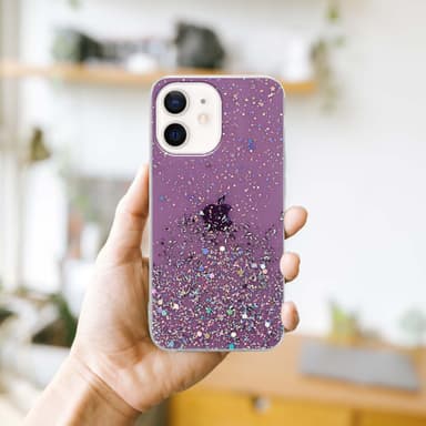 iPhone 12 MINI Silikondeksel Glitter (lilla)
