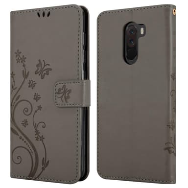 Xiaomi Pocophone F1 lommebokdeksel Blomster (grå)
