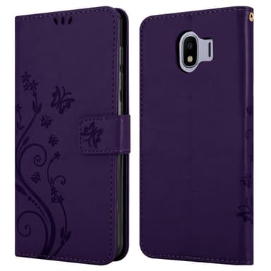 Samsung Galaxy J4 2018 lommebokdeksel Blomster (lilla)
