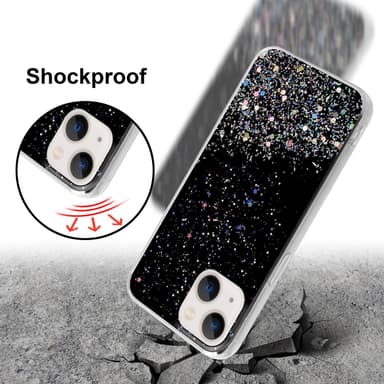 iPhone 13 Silikondeksel Glitter (svart)