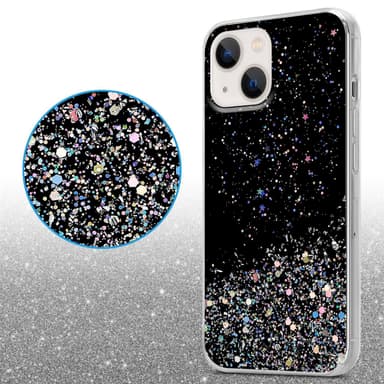 iPhone 13 Silikondeksel Glitter (svart)
