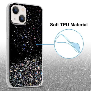 iPhone 13 Silikondeksel Glitter (svart)