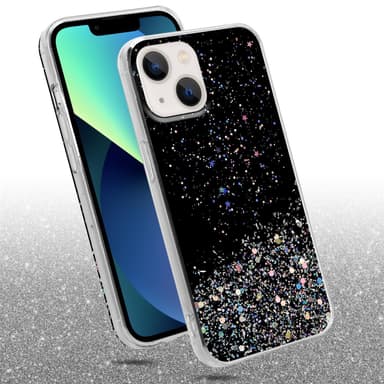 iPhone 13 Silikondeksel Glitter (svart)