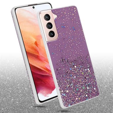 Samsung Galaxy S21 5G Silikondeksel Glitter (lilla)