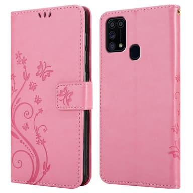 Samsung Galaxy M31 lommebokdeksel Blomster (rosa)