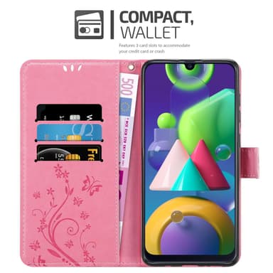 Samsung Galaxy M31 lommebokdeksel Blomster (rosa)