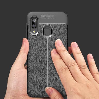 Samsung Galaxy A10e / A20e Deksel Kunstskinn (svart)