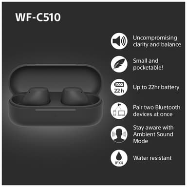 Sony WF-C510 helt trådløse in-ear hodetelefoner (sort)