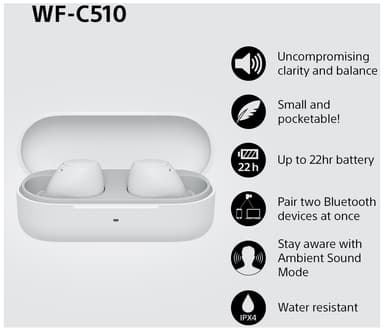 Sony WF-C510 helt trådløse in-ear hodetelefoner (hvit)