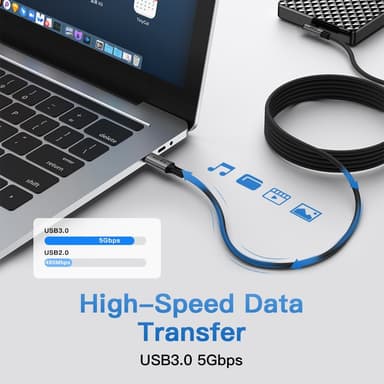 NÖRDIC VR Link-kabel 5m USB3.2 Gen1 USB-C til C 5Gbps 3A hurtiglading Quest 2 Super Speed ​​​​USB Link-kabel Svart