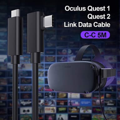 NÖRDIC VR Link-kabel 5m USB3.2 Gen1 USB-C til C 5Gbps 3A hurtiglading Quest 2 Super Speed ​​​​USB Link-kabel Svart