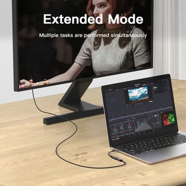 NÖRDIC 50 cm USBC til DP 1.4-kabel 8K30Hz 4K120Hz 32.4Gbps