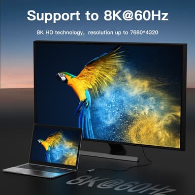 NÖRDIC 50 cm USBC til DP 1.4-kabel 8K30Hz 4K120Hz 32.4Gbps