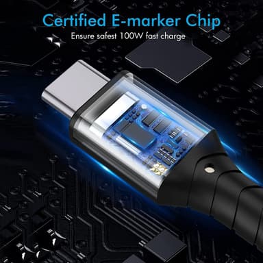 NÖRDIC 2m USB3.2 Gen2 USB-C til C Nylonflettet kabel Hurtiglading med strømforsyning PD100W 20Gbps 5A med Emarker