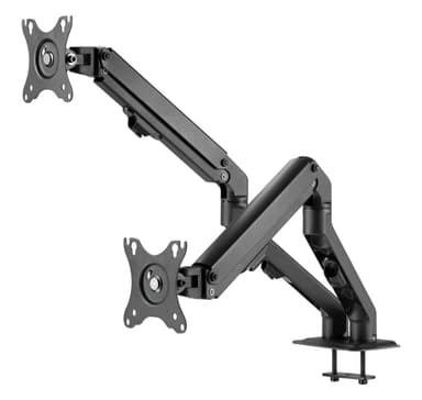 NÖRDIC Monitorarm bordfeste for to skjermer, 17""-27"", aluminium og stål, svart, skjermfeste