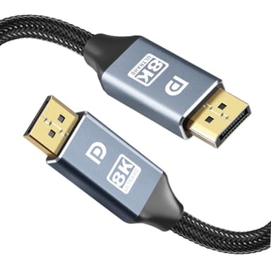 NORDIC-SERTIFISERT KABLER 3m nylonflettet Displayportkabel 1.4 UHD 8K60Hz 4K144Hz HBR3 32,4Gbps 10-bit HDR