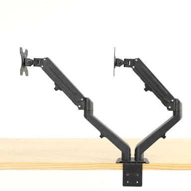 NÖRDIC Monitorarm bordfeste for to skjermer, 17""-27"", aluminium og stål, svart, skjermfeste