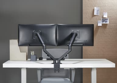 NÖRDIC Monitorarm bordfeste for to skjermer, 17""-27"", aluminium og stål, svart, skjermfeste