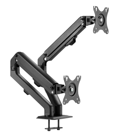 NÖRDIC Monitorarm bordfeste for to skjermer, 17""-27"", aluminium og stål, svart, skjermfeste