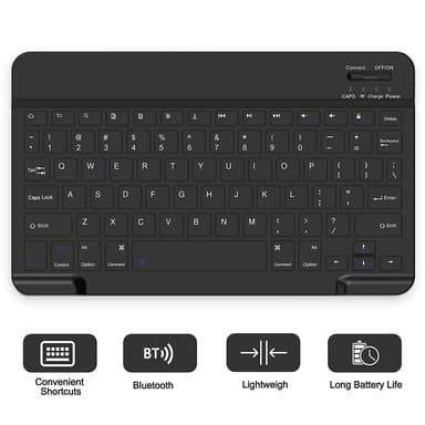 Til Samsung Galaxy Tab A9+delt Bluetooth-tastatur lærveske+musesett med to moduser - svart amerikansk layout