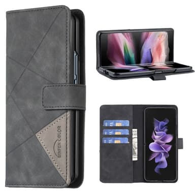 BINFEN COLOR til Samsung Galaxy Z Fold6 5G PU lærveske med geometrisk mønster - svart