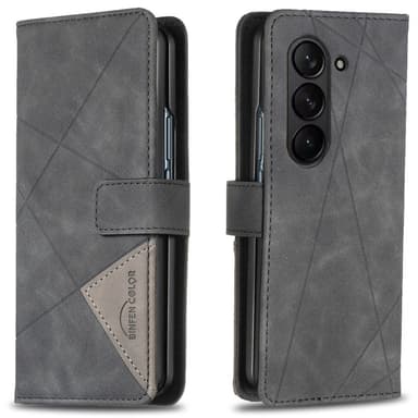 BINFEN COLOR til Samsung Galaxy Z Fold6 5G PU lærveske med geometrisk mønster - svart