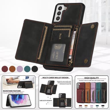 Tri-Fold PU lær lommebokveske med kortholder til Samsung Samsung S22