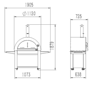 Myoutdoorkitchen - Black Collection -Træfyret pizzaovn – Chicago