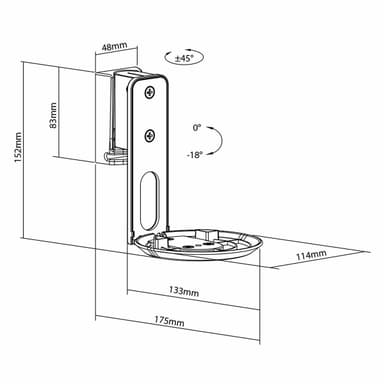 Nedis Speaker Mount | Kompatibel med: Sonos® Era100 | Vegg | 3 kg | Tilt / Vribar | Tiltbar | Roterbar | ABS / Metall | Hvit