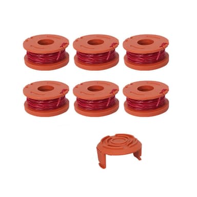 6-pack erstatningssneller med trimmertråd for Worx WA0010 gresstrimmer Oransje