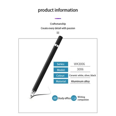 Stylus-penn med skrivefunksjon svart