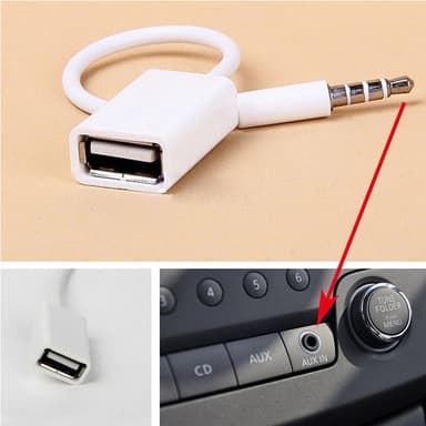 Overgangskabel for lyd i bil, USB til mini jack (3,5 mm)