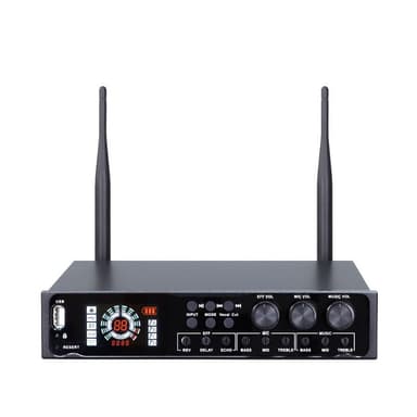 Komplett trådløst mikrofonsystem med Bluetooth for bryllup og karaoke Sort