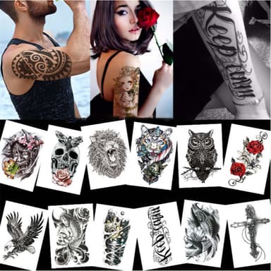 Store midlertidige tatoveringer 14 stk Flerfarget M