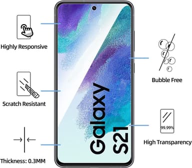 Skjermbeskytter Samsung Galaxy S21 herdet glass 3-pakning