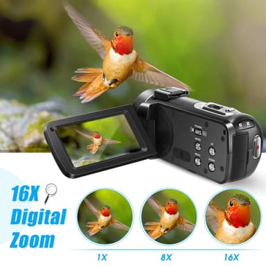 Videokamera 2,7K / 36MP / 16x zoom / IR nattsyn