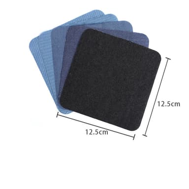 Firkantede påstrykningslapper for jeans 5-pack Denim blå 12.5x12.5 cm