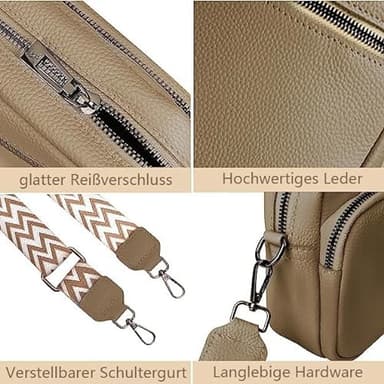 Crossbody-veske, skulderveske av kunstskinn Kaki
