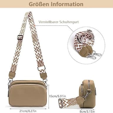 Crossbody-veske, skulderveske av kunstskinn Kaki