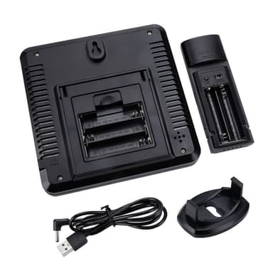 Digitalt termometer / hygrometer med 3 fjernsensorer Sort