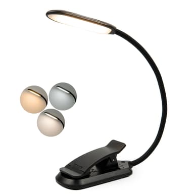 Leselampe med tre lysfarger og dimmer / Oppladbar leselampe