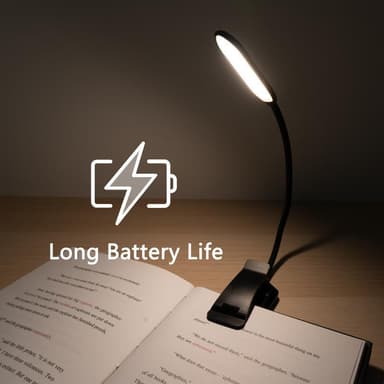 Leselampe med tre lysfarger og dimmer / Oppladbar leselampe