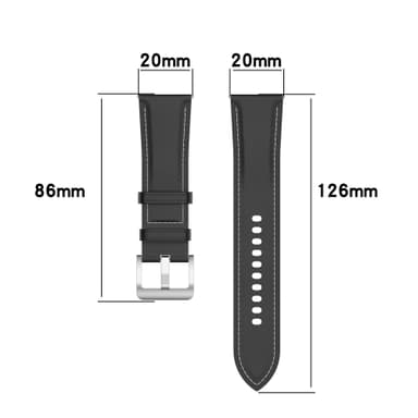 Klokkerem i ekte skinn Sort 20 mm