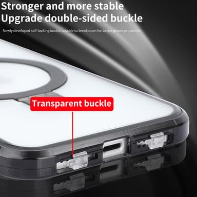 Privacy Magnetic Case med stativ for iPhone Sort iPhone 15 Pro
