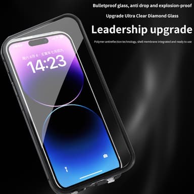 Privacy Magnetic Case med stativ for iPhone Sort iPhone 15 Pro