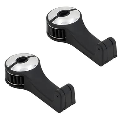 Multifunksjonell krok/holder for bilhodestøtte 2-pak Sølv